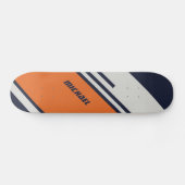 Gepersonaliseerd Retrostrips in blauw Sinaasappel Persoonlijk Skateboard (Horizontaal)