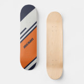 Gepersonaliseerd Retrostrips in blauw Sinaasappel Persoonlijk Skateboard (Voorkant)