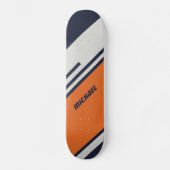 Gepersonaliseerd Retrostrips in blauw Sinaasappel Persoonlijk Skateboard (Voorkant)