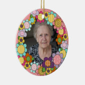 Gepersonaliseerd Ring van bloemen Fotoversiering Keramisch Ornament (Rechts)