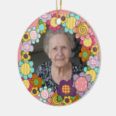 Gepersonaliseerd Ring van bloemen Fotoversiering Keramisch Ornament (Links)