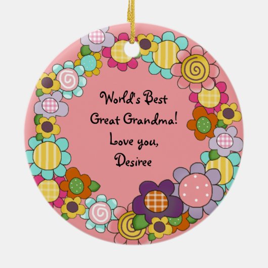 Gepersonaliseerd Ring van bloemen Fotoversiering Keramisch Ornament (Achterkant)