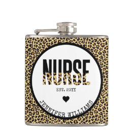 Gepersonaliseerd RN Cheetah Nurse Afstuderen Gift Heupfles