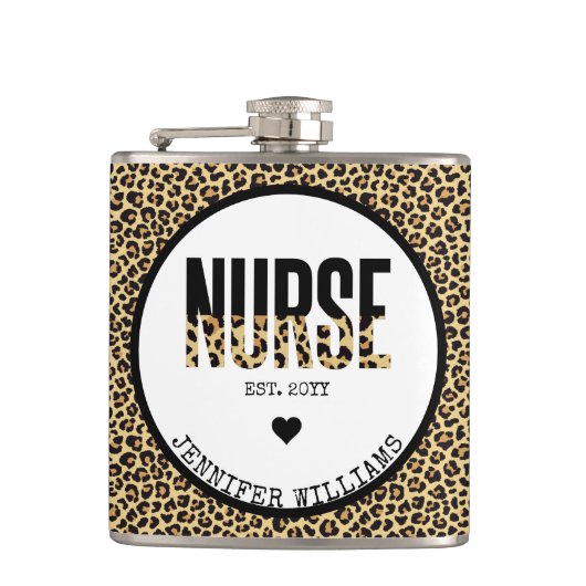 Gepersonaliseerd RN Cheetah Nurse Afstuderen Gift Heupfles (Voorkant)