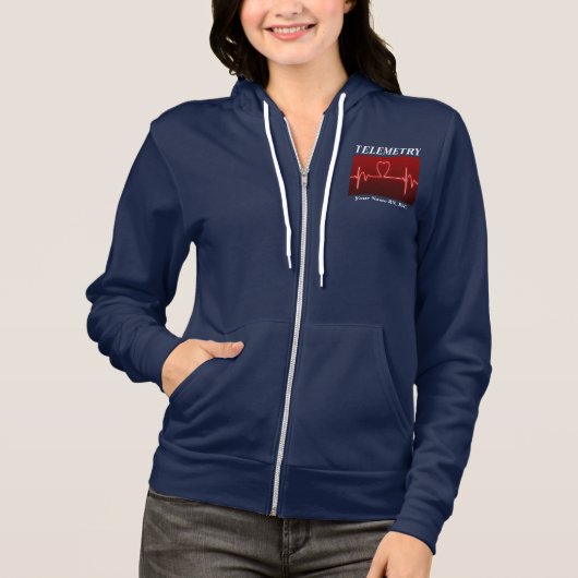 Gepersonaliseerd, RN, Telemetry, Naam, Referenties Hoodie (Voorkant)