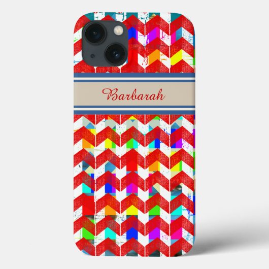 gepersonaliseerd rode chevron Case-Mate iPhone case (Achterkant)
