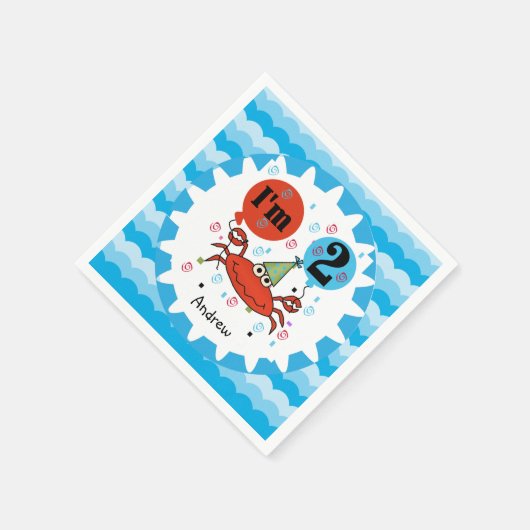 Gepersonaliseerd Rode krab 2e verjaardag van het N Servetten (Hoek)