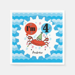 Gepersonaliseerd Rode krab 4e jaardag papier Servet
