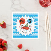 Gepersonaliseerd rode krab 5e verjaardag papieren servetten (Insitu)