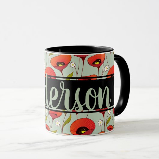 Gepersonaliseerd | Rode papaver | Aangepaste papeg Mok (Voorkant rechts)