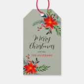 Gepersonaliseerd rode poinsettia Vrolijk kerstfees Cadeaulabel (Voorkant)