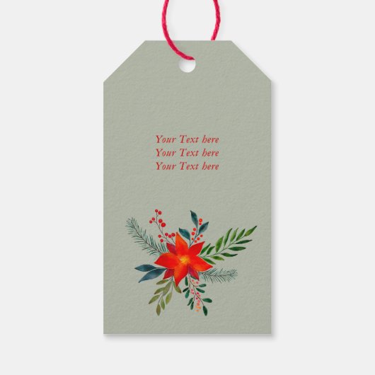 Gepersonaliseerd rode poinsettia Vrolijk kerstfees Cadeaulabel (Achterkant)
