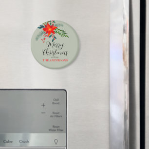 Gepersonaliseerd rode poinsettia Vrolijk kerstfees Magneet