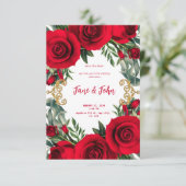 [gepersonaliseerd] rode rozen bruiloft uitnodiging (Staand voorkant)