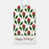 Gepersonaliseerd rode rozen, Holly Holiday Art Cadeaulabel (Achterkant)