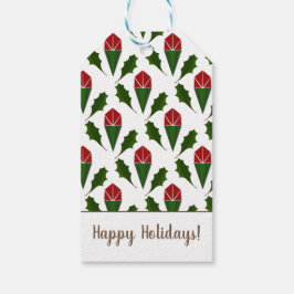 Gepersonaliseerd rode rozen, Holly Holiday Art Cadeaulabel