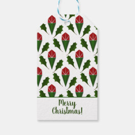 Gepersonaliseerd rode rozen, Holly Holiday Art Cadeaulabel