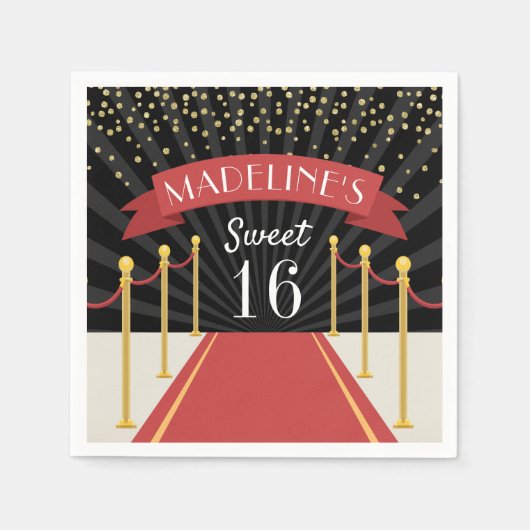 Gepersonaliseerd Rode tapijt Thema Sweet Sixteen Servet (Voorkant)