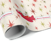 Gepersonaliseerd, Rode Vliegtuig & Kerstman, Vroli Cadeaupapier (Rol Hoek)