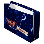 Gepersonaliseerd, Rode Vliegtuig & Kerstman, Vroli Groot Cadeauzakje (Voorkant Gekanteld)