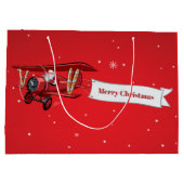 Gepersonaliseerd, Rode Vliegtuig & Kerstman, Vroli Groot Cadeauzakje (Achterkant)