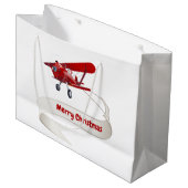 Gepersonaliseerd, Rode Vliegtuig & Kerstman, Vroli Groot Cadeauzakje (Voorkant Gekanteld)