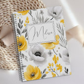 Gepersonaliseerd romantisch geel grijs bloemjourna notitieboek