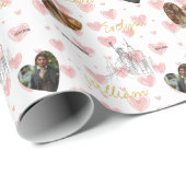 Gepersonaliseerd romantisch hart met foto's en nam cadeaupapier (Rol Hoek)