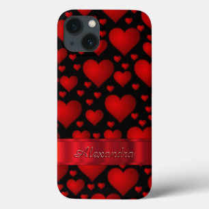 Gepersonaliseerd romantisch hartpatroon iPhone 13 hoesje