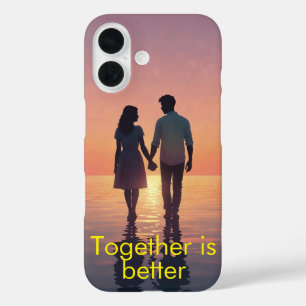 Gepersonaliseerd romantisch paar silhouet iPhone 16 hoesje