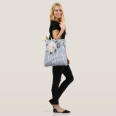 Gepersonaliseerd romantisch stoffige blauwe brides tote bag (Op model)