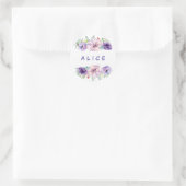 Gepersonaliseerd Romantische Lila en Eucalyptus Fl Ronde Sticker (Tas)