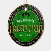 Gepersonaliseerd, Ronde Irish Pub Logo Keramisch Ornament (Links)