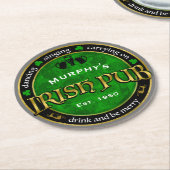 Gepersonaliseerd, Ronde Irish Pub Logo Ronde Kartonnen Onderzetter (Gebogen)