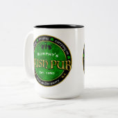 Gepersonaliseerd, Ronde Irish Pub Logo Tweekleurige Koffiemok (Voorkant links)