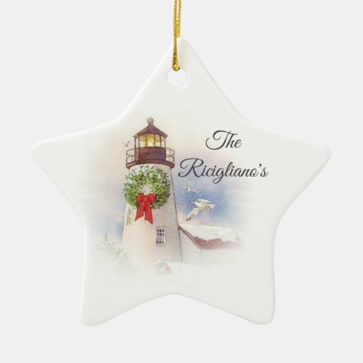 Gepersonaliseerd rondreizend keramische vuurtoren keramisch ornament (Voorkant)