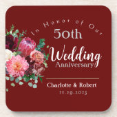 Gepersonaliseerd rood 50e paar bruiloft Jubileum Bier Onderzetter (Voorkant)