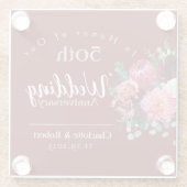 Gepersonaliseerd rood 50e paar bruiloft Jubileum Glazen Onderzetter (Achterkant)