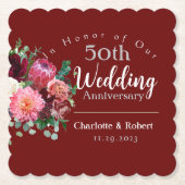 Gepersonaliseerd rood 50e paar bruiloft Jubileum Kartonnen Onderzetters (Voorkant)