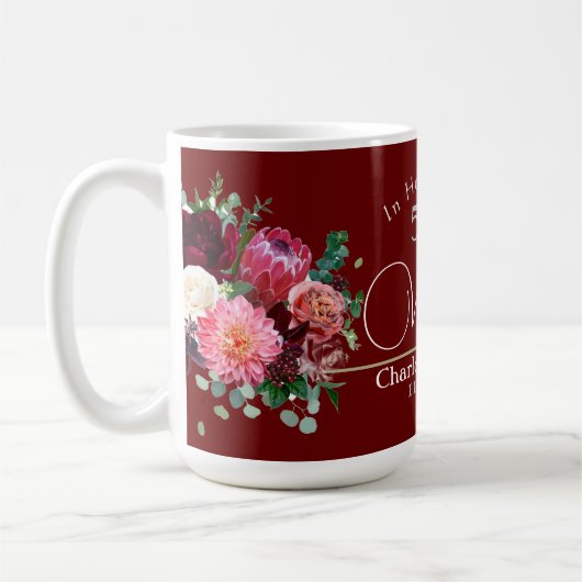 Gepersonaliseerd rood 50e paar bruiloft Jubileum Koffiemok (Links)