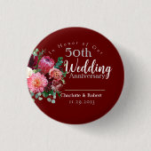 Gepersonaliseerd rood 50e paar bruiloft Jubileum Ronde Button 3,2 Cm (Voorkant)