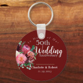 Gepersonaliseerd rood 50e paar bruiloft Jubileum Sleutelhanger (Voorkant)