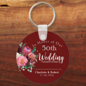 Gepersonaliseerd rood 50e paar bruiloft Jubileum Sleutelhanger (Voorkant)