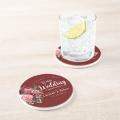 Gepersonaliseerd rood 50e paar bruiloft Jubileum Zandsteen Onderzetter (Zijkant)