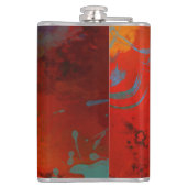 Gepersonaliseerd rood, Aqua & Gouden Abstracte Heupfles (Achterkant)