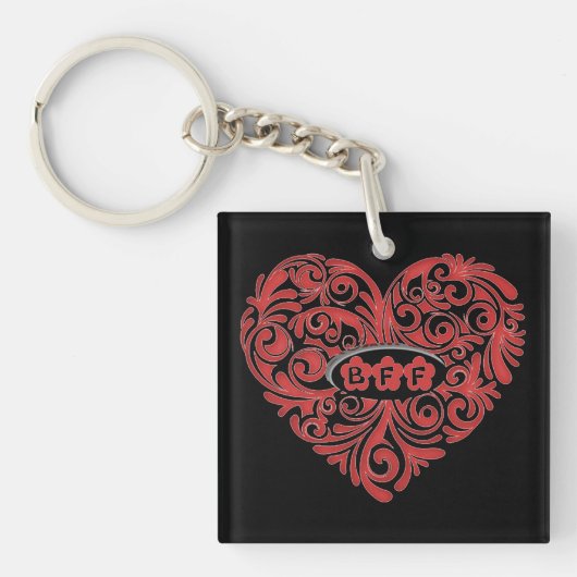 Gepersonaliseerd Rood BFF-hart Sleutelhanger (Voorkant)
