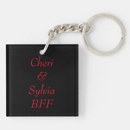 Gepersonaliseerd Rood BFF-hart Sleutelhanger (Achterkant)