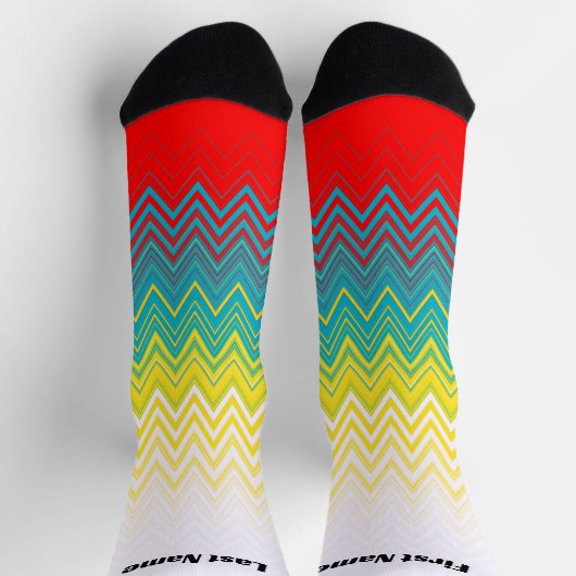 Gepersonaliseerd Rood Blauw Geel Chic Uniek Patroo Sokken (Top)