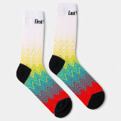 Gepersonaliseerd Rood Blauw Geel Chic Uniek Patroo Sokken (Rechts)