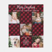 Gepersonaliseerd rood buffel Geplakt 5 Foto collag Fleece Deken (Voorkant)